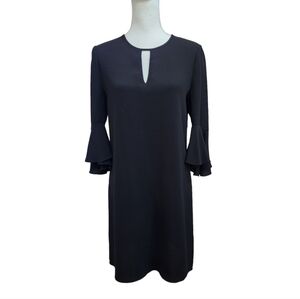 Shoshanna $440 3/4 Length Black Bell Sleeve Knee Length Cocktail Dress Size 8